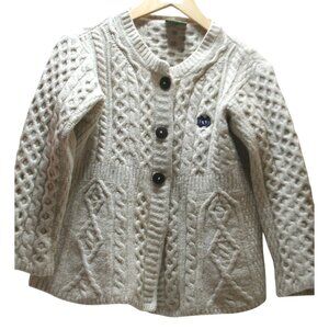 Carraigdonn Ireland Aran Cable Knit Wool Cardigan Womens Small Notre Dame Logo